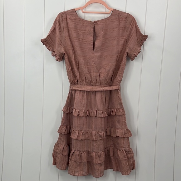 🆕Hem & Thread Textured Woven Tie Waist Tiered Ruffle Dress S,M & L Available - Picture 6 of 8